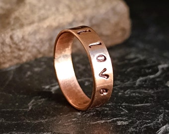 Custom copper band ring, Personalized copper ring, 7th anniversary gift, Message ring, Pure copper jewelry, Arthritis ring