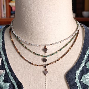 Zarte Edelstein Halskette, Facettierte Edelstein Halskette, Naturstein Halsband, Kristall Halsband, Geschenk für sie