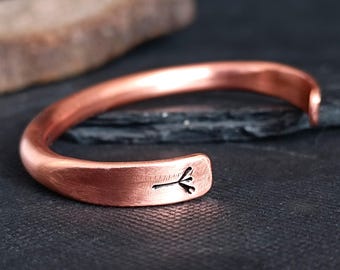 Pulsera de cobre 100% puro, pulsera con runas vikingas, pulsera de cobre para hombre, regalo de séptimo aniversario, joyería nórdica, elige tu runa.
