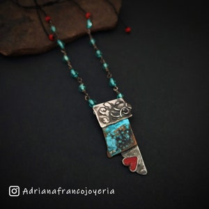 picasso face necklace, rustic silver necklace, abstract face pendant necklace, handmade jewelry