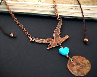 Collar de albatros, collar con letras personalizadas, regalo para esposa, collar con inicial, collar con colgante de pájaro, idea para el día de la madre