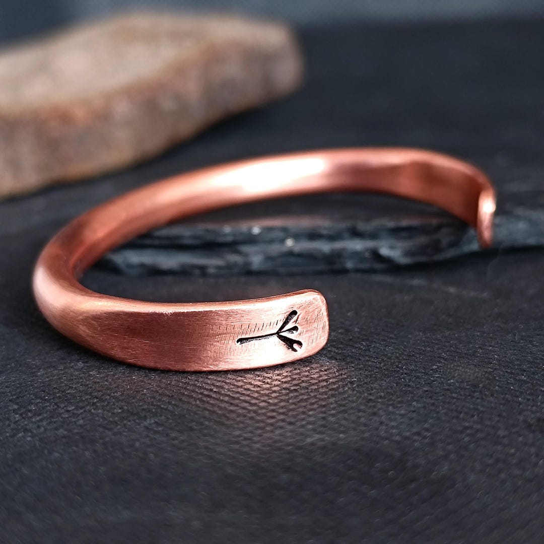 100%純銅ブレスレット、バイキングルーンブレスレット、メンズ銅