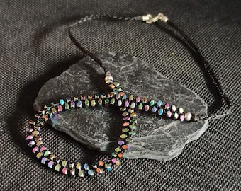 Stone choker, Hematite choker necklace, hematite choker, boho short necklace, semi precious stone jewelry