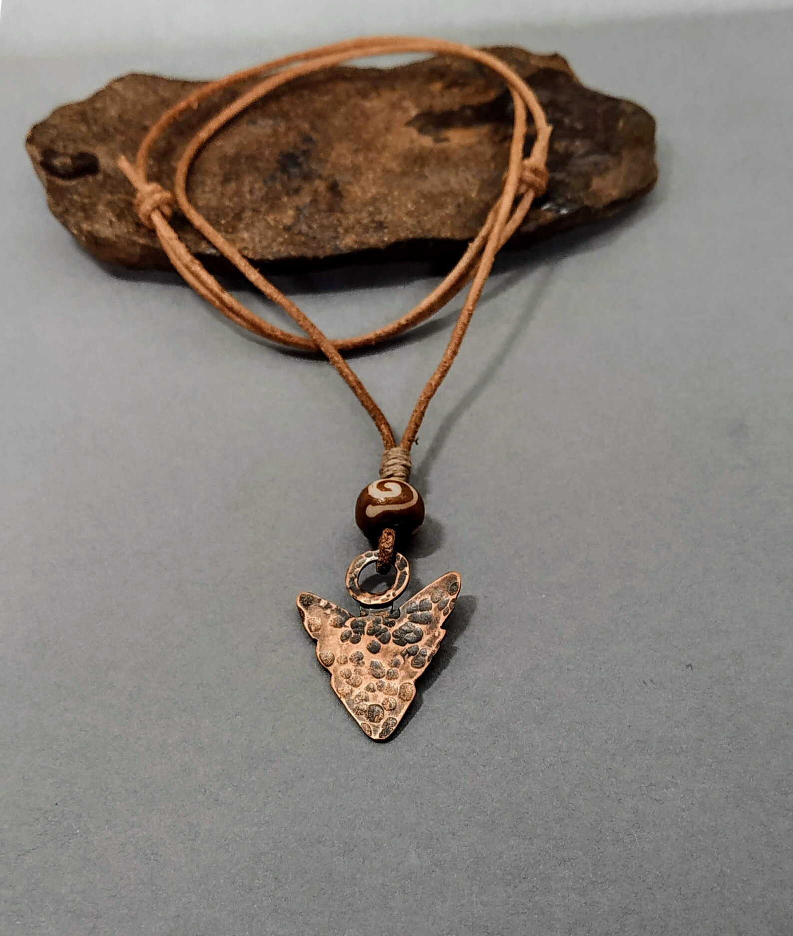 Copper Arrowhead Necklace Rustic Arrowhead Pendant Ethnic Etsy