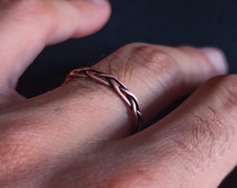 Copper braided ring, twisted ring, arthritis copper ring, copper jewelry, simple copper ring