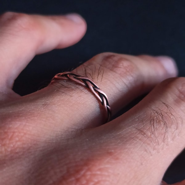 Copper braided ring, twisted ring, arthritis copper ring, copper jewelry, simple copper ring