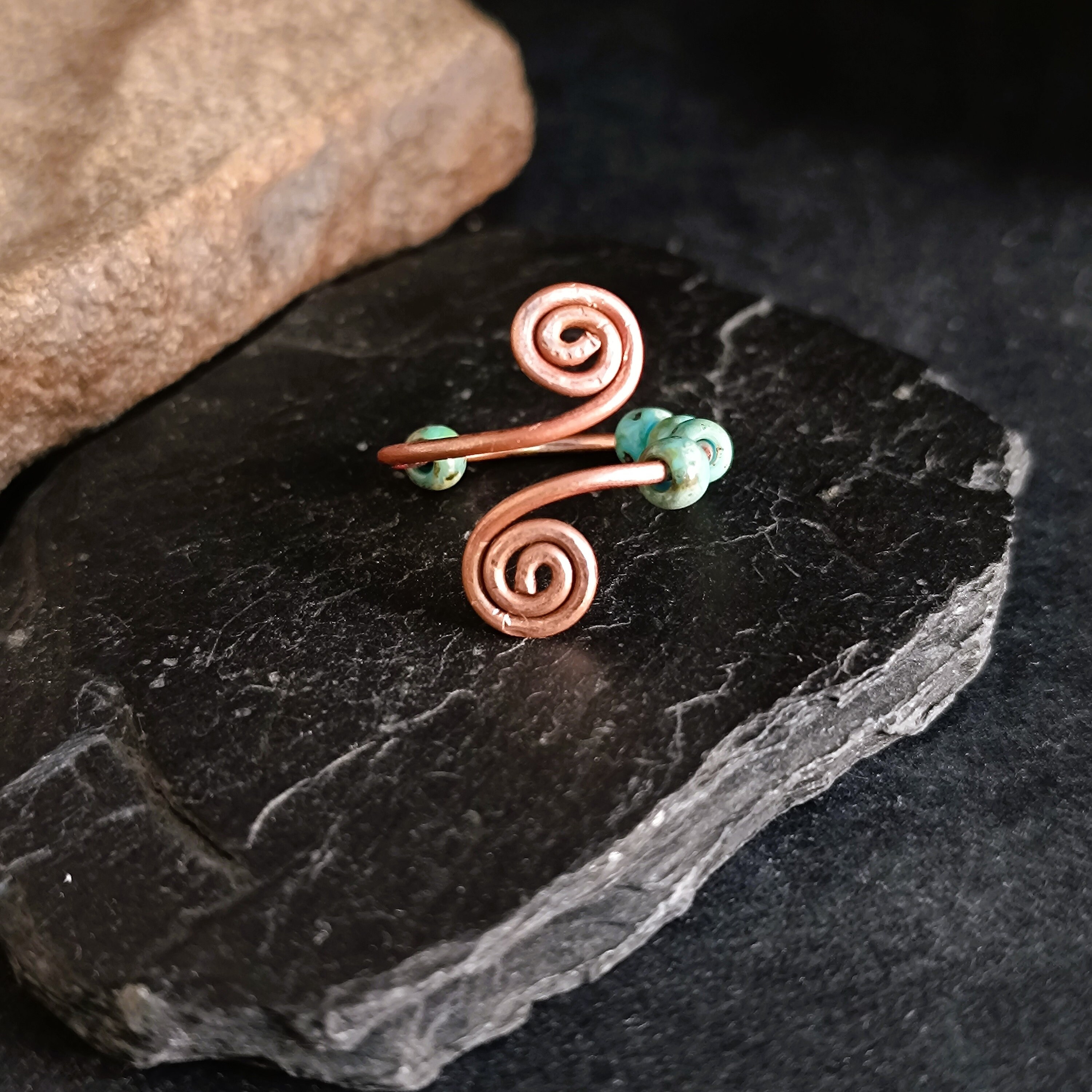 Anxiety Bead Ring, Copper Fidget Ring, Spinner Ring, Rings for Women ...