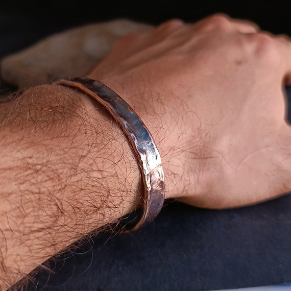 Hammered copper bracelet, Rustic Viking Style, Pure copper bracelet, 7th anniversary gift, Copper cuff bangle, Arthritis bracelet