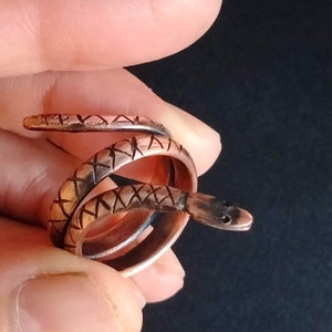 Snake ring, pure copper ring, hand carved ring, reptile jewelry, healing ring, ring for man and woman
