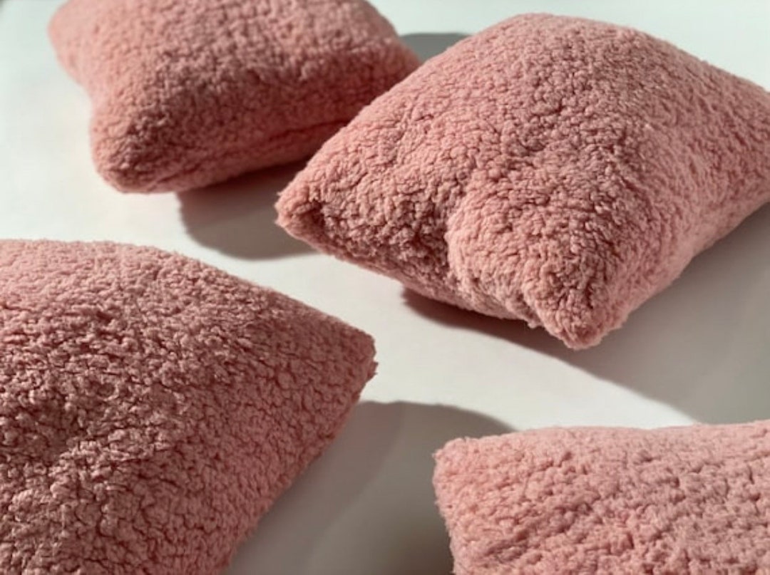 Pink Furry Pillow Pink Fuzzy Pillow Blush Pink Pillow Soft Rose Pink