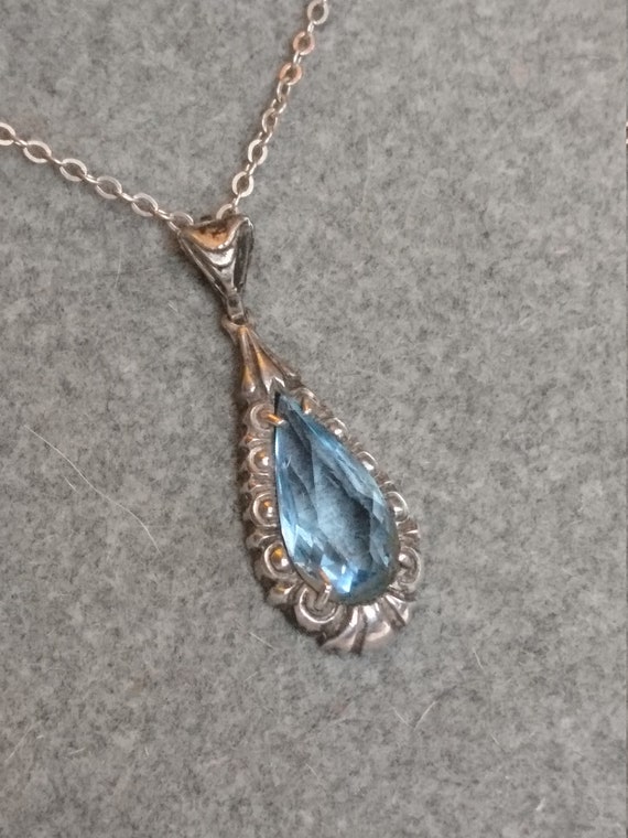 Art Decé light blue pendant 835 silver 1930s light