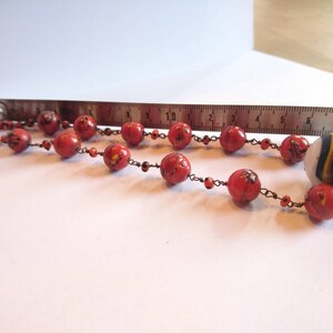 Old Lauscha Glass Lampwork Beads Necklace Marble Marble Glass Beads Necklace 1920 image 5