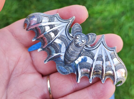 Vintage Silber Grüne Haarspange – Große Haarklammer Mit Clip