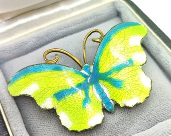 Art Nouveau Butterfly Brooch antique enameled brooch Pin Brooch Bronze Guilloche Enamel enamel gold plated
