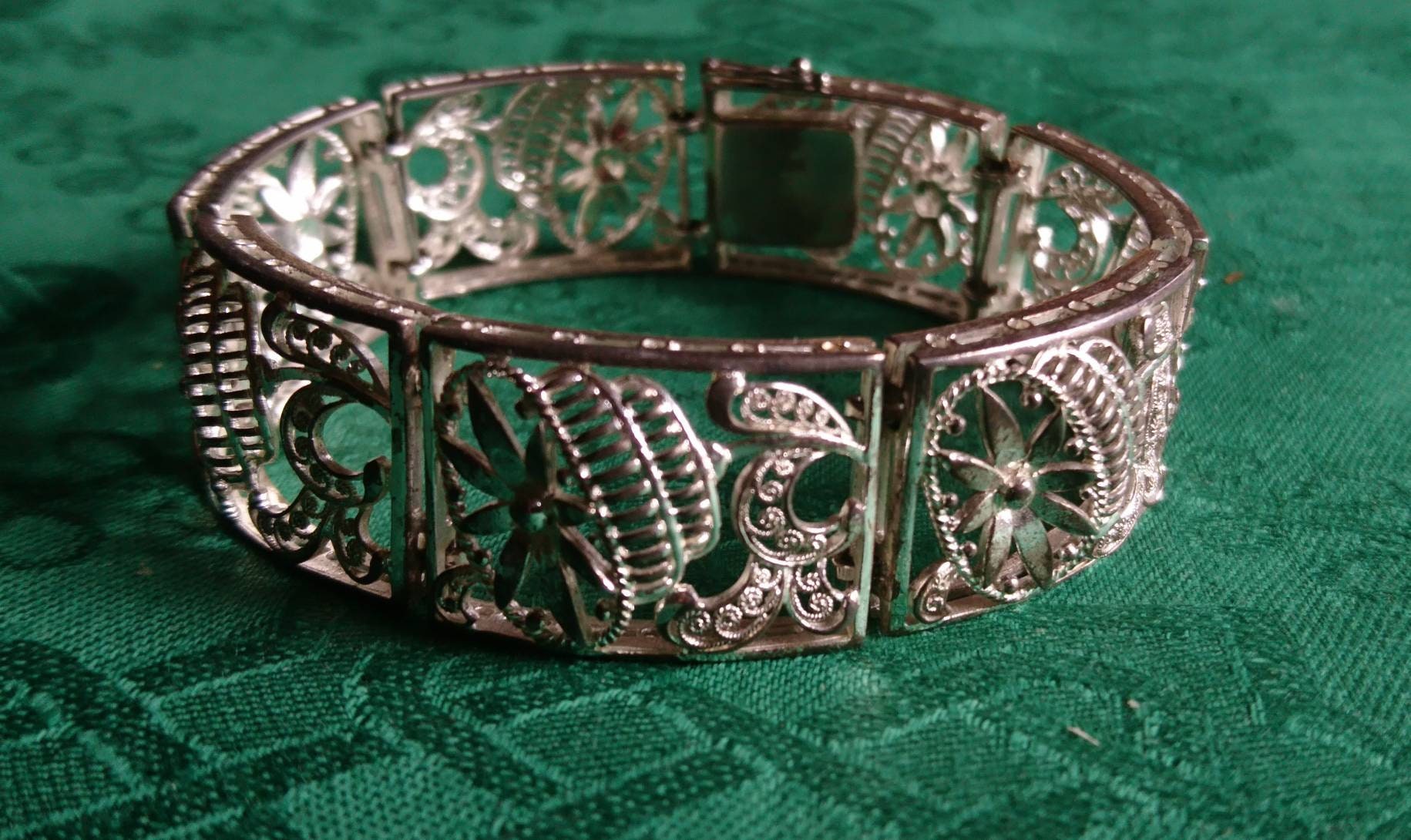 Art Decé Filigree Bracelet Silver 800 vintage 1930 signed NW Etsy