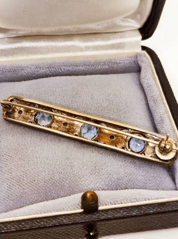 Art Decò light blue aquamarine brooch 935 silver … - image 4
