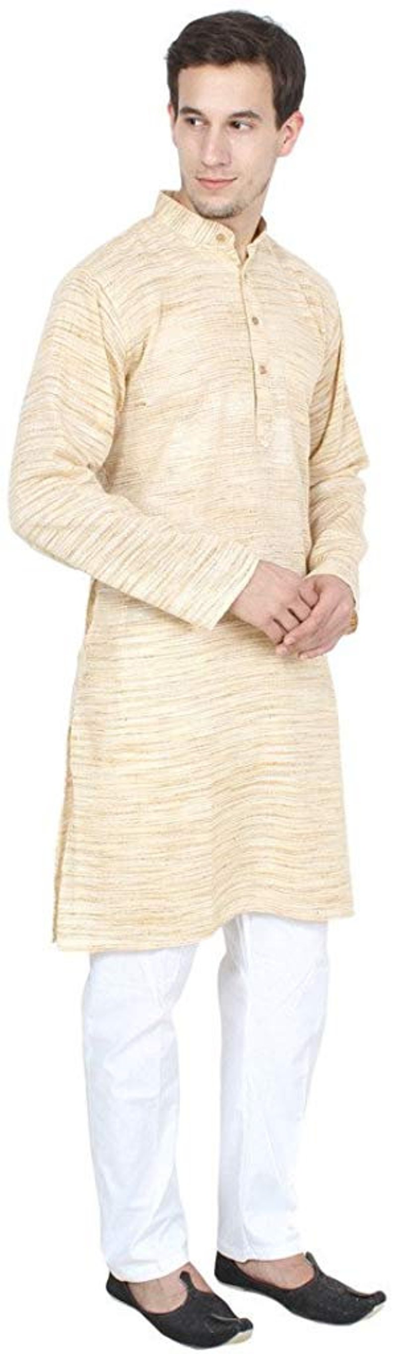 Wedding wear and Festival wear Traditional Indian plain Pure Khadi Kurta and Pyjama Men Khadi Kurta Pyjama Regular Comfort