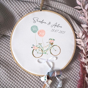 Embroidery Frame Money Gift WEDDING BICYCLE * Wedding Gift * Bridal Couple * Money Gift * Embroidery Frame Personalized