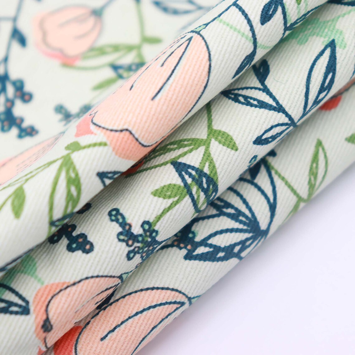 Cotton Twill Light Light Twill Fabric by the Yard Green Pink Etsy