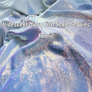Tessuto a Paillettes Iridescenti con Micro Squame di Pesce per Abiti da Sposa e da Sera - Materiale Unico di Design