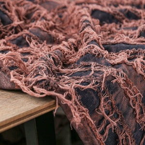 Denim Tie-Dye a Righe con Frange - Materiale da Designer Unico per Borse Fai-da-Te, Cappotti, Gonne e Accessori