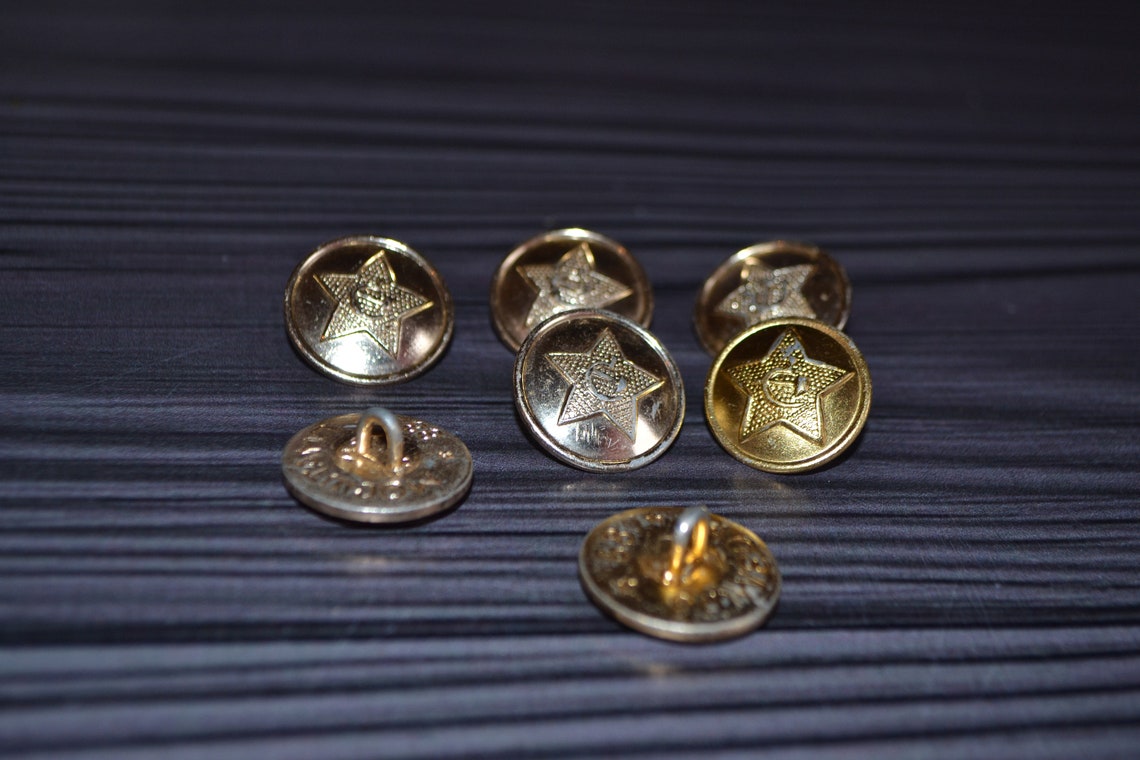 SET 7 Pcs. Military Buttons Army Uniform Buttons Vintage Etsy