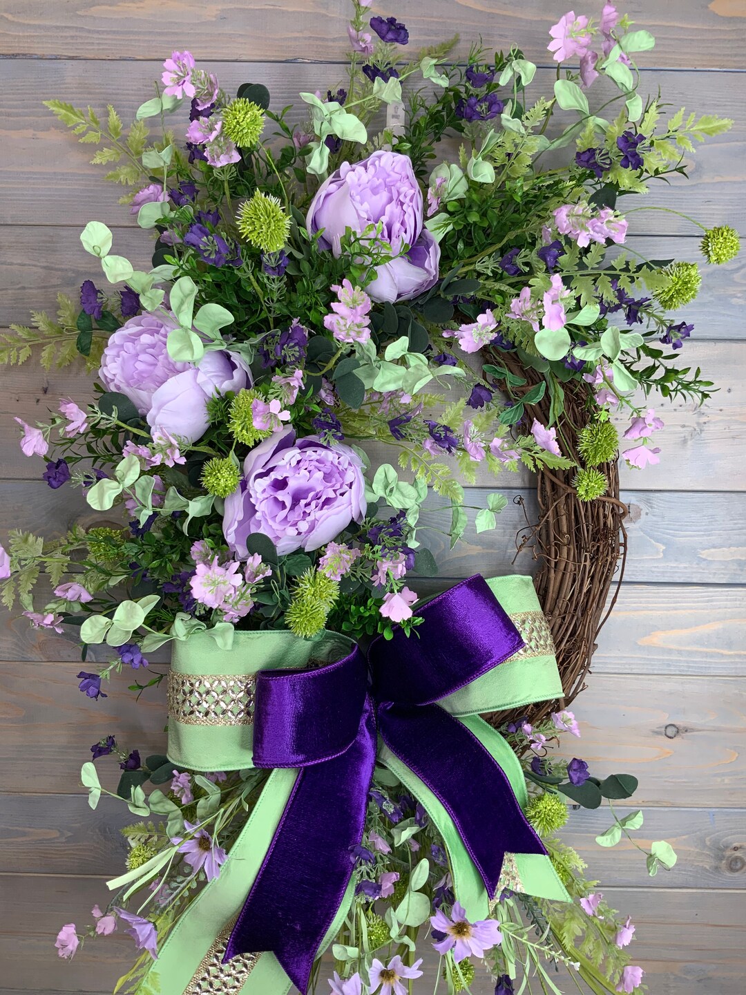 Purple Peonies Wreath for Front Door - Etsy