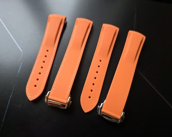 Correa de caucho FKM para Omega Seamaster 300/600 Planet Ocean, Speedmaster