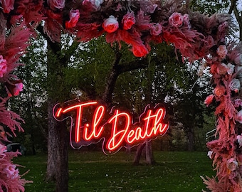 Til Death Wedding Neon Sign, Custom Neon, Wedding Neon Sign, Wedding Backdrop, Personalized Wedding Sign, gothic wedding neon sign