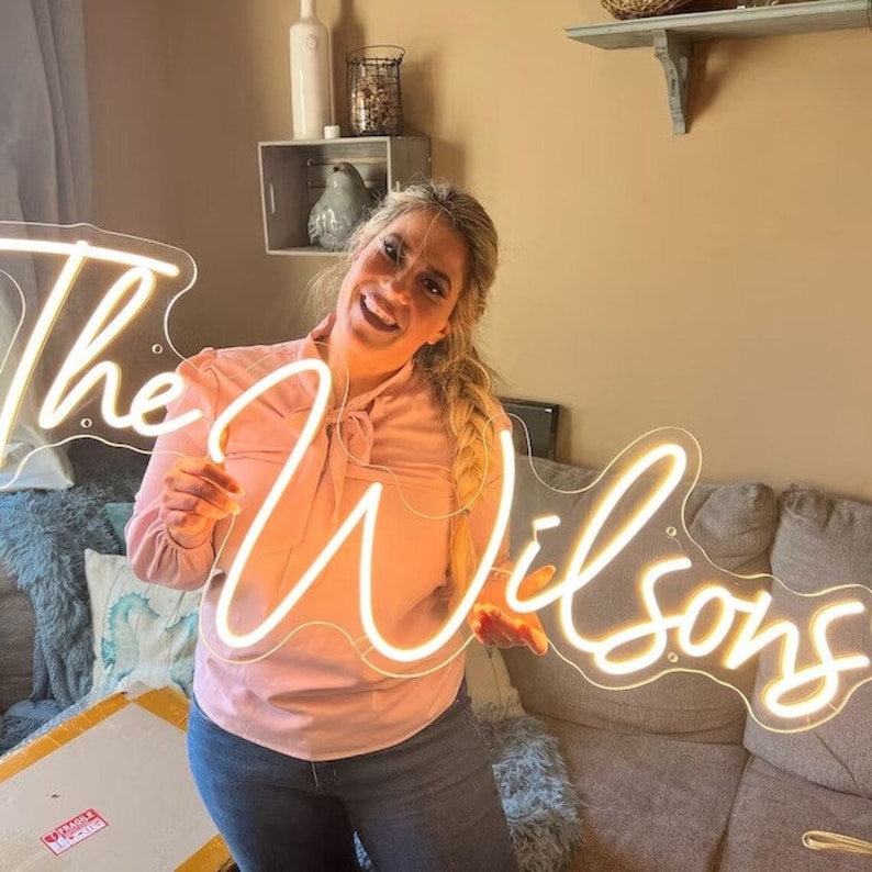 Personalisiertes Neon-Hochzeitsschild, Wanddekoration, Neon-Namensschild, Hochzeitsdekoration, Neonschild, individuelle Verlobungsdekoration, Hochzeitsschilder, personalisierte Geschenke Bild 5