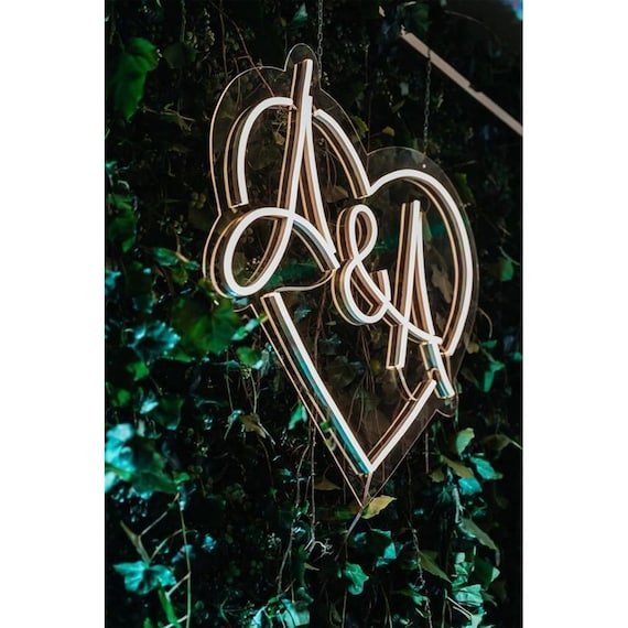 Wedding Initials Neon Sign, Custom Wedding Heart With Initials, Initials in Heart Neon Sign, Wedding Light Neon Sign, Custom Neon Sign
