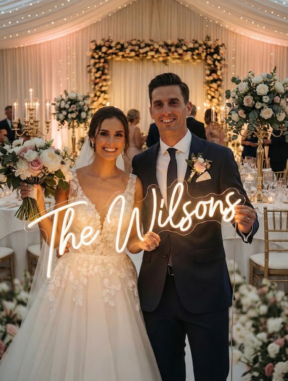 Custom Neon Sign, Neon Signs, Wedding Neon sign, LED Neon Light Sign, Personalized Neon Sign, Home Decor, Wall Decor, Gift for him/her