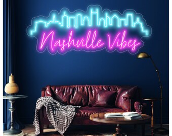 Nashville City Skyline, Neon-Bar-Schild, Büro-Schild, LED-Schild für Schlafzimmer, Zuhause, Zimmer, Wanddekoration, Party-Dekor, Nachtlicht-Schild für Wandkunst