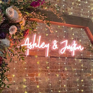 Decoración de pared de signo de boda de neón personalizada, decoración de boda de signo de nombre de neón, decoración de compromiso personalizada de signo de neón, regalos personalizados de signos de boda