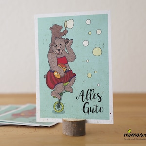 Carte postale Mama ours au cirque / Une carte de vœux pour l’anniversaire