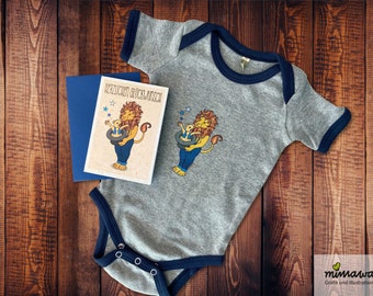 Babybody „Papa Löwe im Zirkus” mit passender Karte // Ein tolles Geschenkset zur Geburt