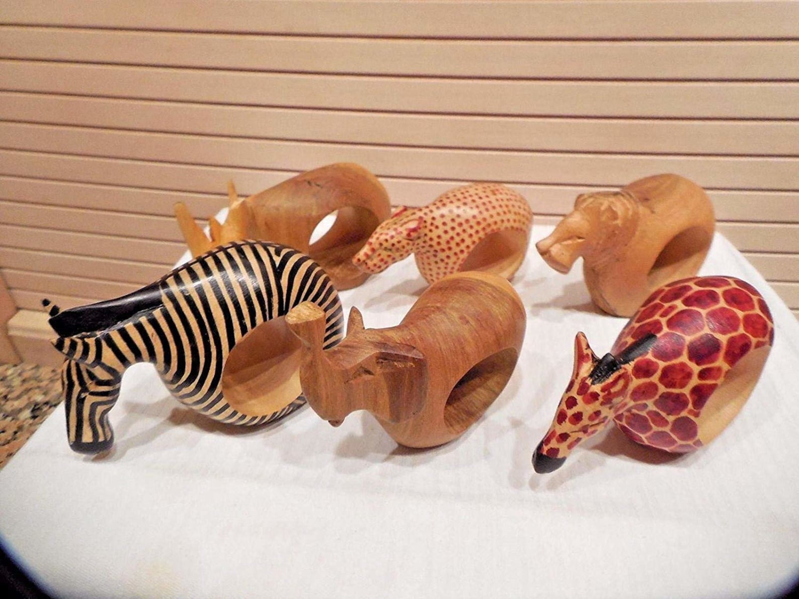 Mahogany Wood Animal Napkin Rings Set of 6 Small Wooden Etsy