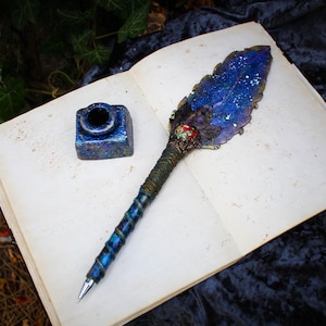 Długopis żelowy Feather Custom, ręcznie robiony, fantastyczny długopis z wymiennym wkładem, długopis maczany w tajemniczej księdze gości, prezent na pierwszy dzień szkoły, prezent walentynkowy dla nauczyciela