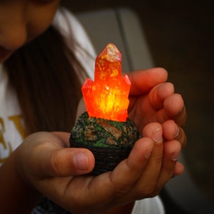 Bedside night light lamp, Small LED Glowing Crystal Lamp, Cool standing Lantern, Art Deco Kids Unique fairy Handmade Epoxy Resin Lamp 13/03