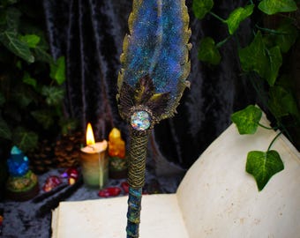 Wedding ceremony guestbook feather bridal fountain pen Fairy magical witch book grimoire fantasy gift Unique wizard leather ballpoint 4/10