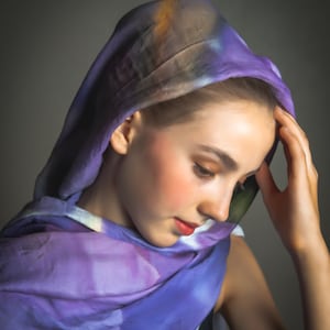 Irises Purple Scarf | Organic Cotton Muslin Scarf | Gift for Women | Scarf | Shawl | Wrap | Headband l Tichel