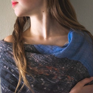 Wild Places Blue Scarf | Organic Cotton Muslin Scarf | Gift for Women | Scarf | Shawl | Wrap l Tichel | Mountain Scarf