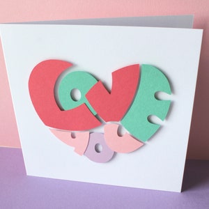 Handmade Greeting Card 3D Papercraft Love Card Anniversary, Wedding, Valentines, Birthday 6x6 Blank Card image 3