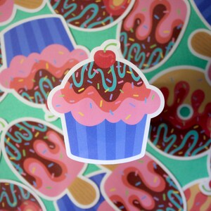 Sweet Treats Sticker Pack 3 Handmade Stickers 2.7in Decorative Foodie/Bakery/Candy Stickers Cupcake, Donut & Ice Cream image 5