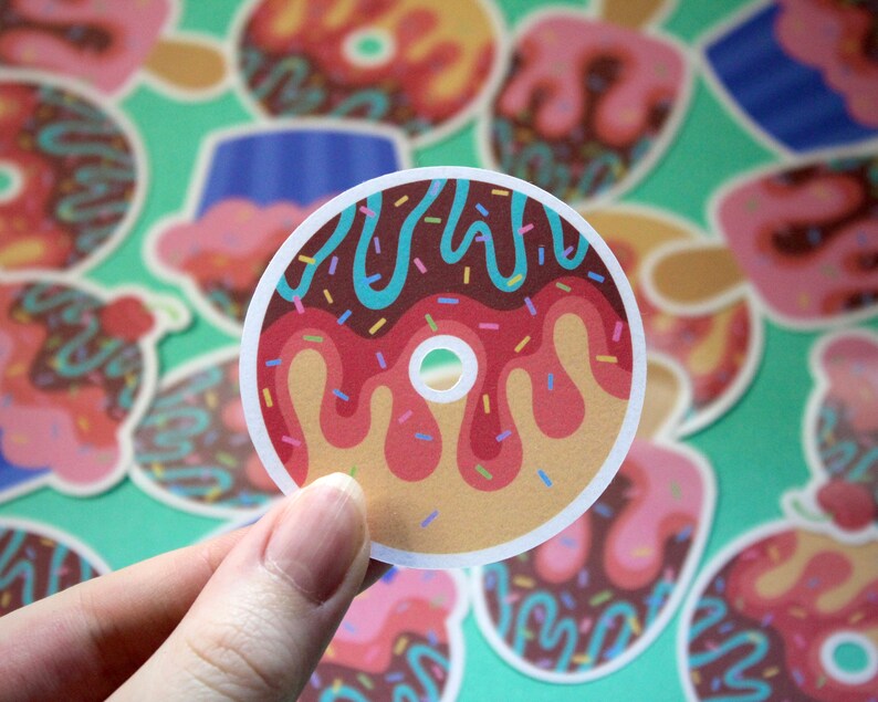 Sweet Treats Sticker Pack 3 Handmade Stickers 2.7in Decorative Foodie/Bakery/Candy Stickers Cupcake, Donut & Ice Cream image 4