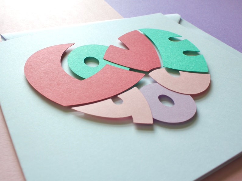 Handmade Greeting Card 3D Papercraft Love Card Anniversary, Wedding, Valentines, Birthday 6x6 Blank Card image 6