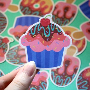 Sweet Treats Sticker Pack 3 Handmade Stickers 2.7in Decorative Foodie/Bakery/Candy Stickers Cupcake, Donut & Ice Cream image 6