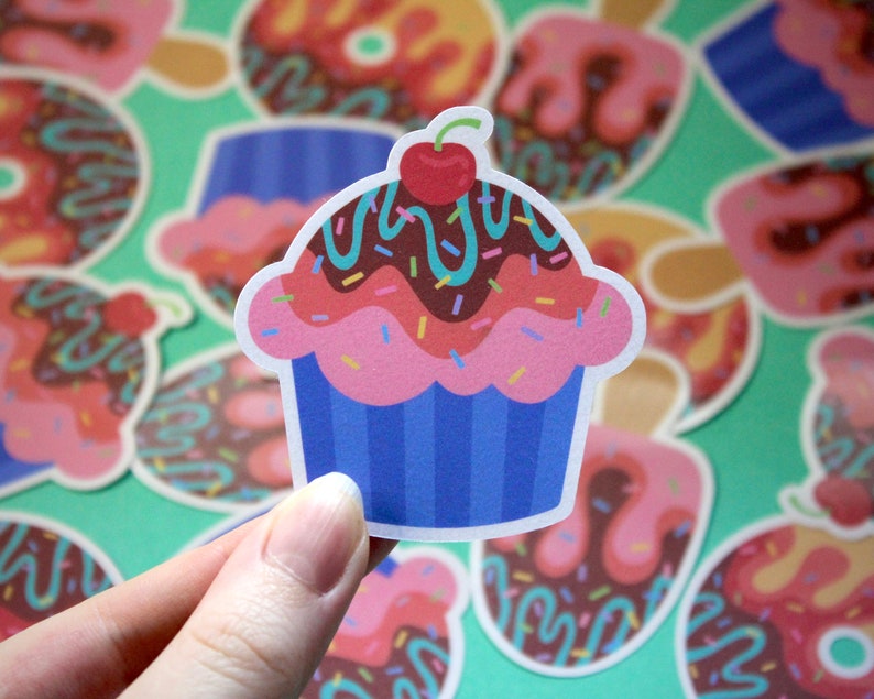 Sweet Treats Sticker Pack 3 Handmade Stickers 2.7in Decorative Foodie/Bakery/Candy Stickers Cupcake, Donut & Ice Cream image 6