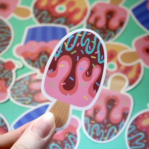 Sweet Treats Sticker Pack 3 Handmade Stickers 2.7in Decorative Foodie/Bakery/Candy Stickers Cupcake, Donut & Ice Cream image 8