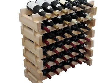 Wine Stand 36 Bottle Capacity Stackable Storage Wine Rack Wobble-Free, Thicker Wood 6'x6' wine display